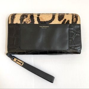 Isaac Mizrahi Animal Print Genuine Calf Hair and Leather Oversized Wallet